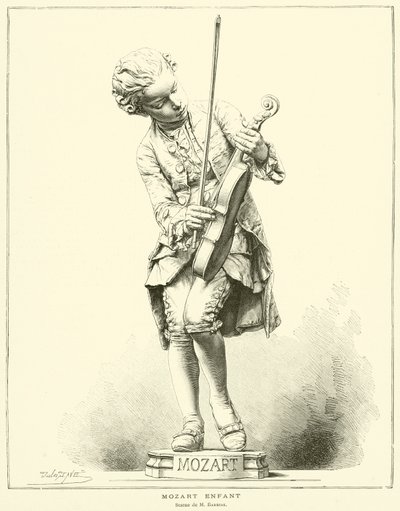 Mozart gyermek, M Barrias szobra (metszet) alkotó: French School