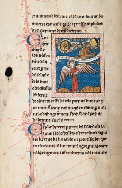 Ms65 f29v, Kommentár Szent János apokalipsziséhez, 13. század vége (toll, tinta és tempera pergamen) alkotó: French School