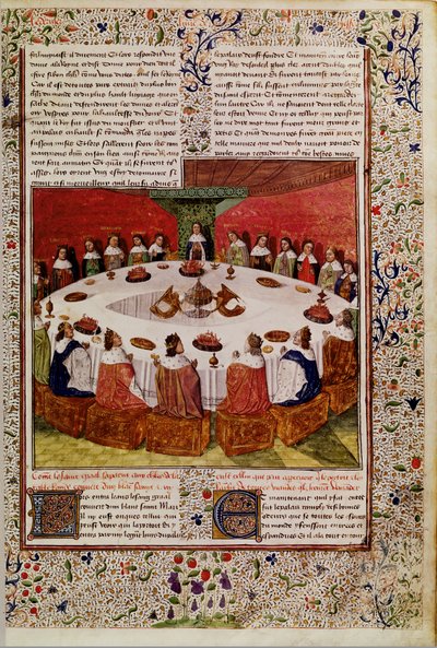 Ms. Fr. 112 f.5 A Szent Grál megjelenése a Queste del Saint Graalból, 1470 körül alkotó: French School