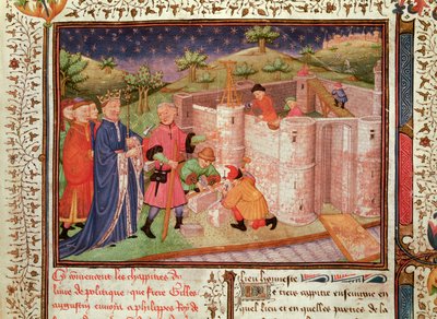 Ms 1015 fol.1 Kastélyépítés, a királyok és hercegek kormányától alkotó: French School