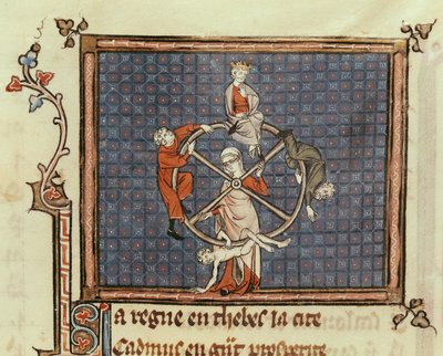 Ms 1044 Fol.74 The Wheel of Fortune, az Ovide Moralise-ból, írta Chretien Legouais alkotó: French School