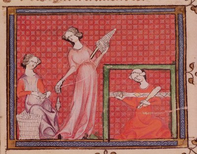 Ms 1044 f.101 Gyapjúfonó nők, az Ovide Moralise-ból, írta Chretien Legouais alkotó: French School