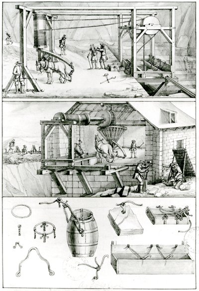 Ms 1064 fol.8 A Slate Quarry, a Descriptions des Arts et Metiers alkotó: French School