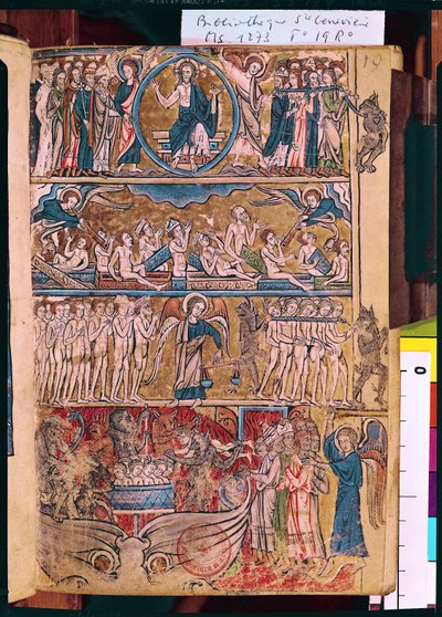 Ms 1273 f.19r Az utolsó ítélet, egy zsoltárból alkotó: French School