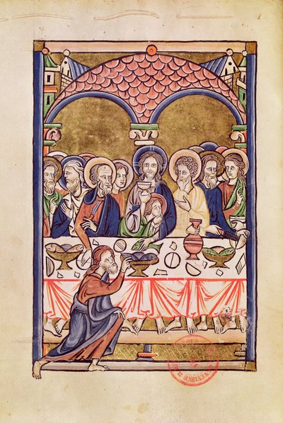 Ms 1273 fol.12v Az utolsó vacsora, egy zsoltárból alkotó: French School