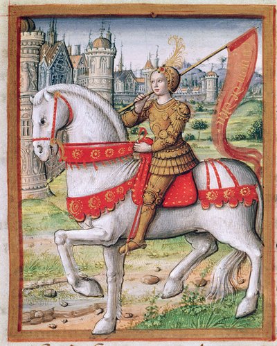 Ms 17 f.76 Joan of Arc a "Híres nők élete" című filmből, 1505 körül alkotó: French School