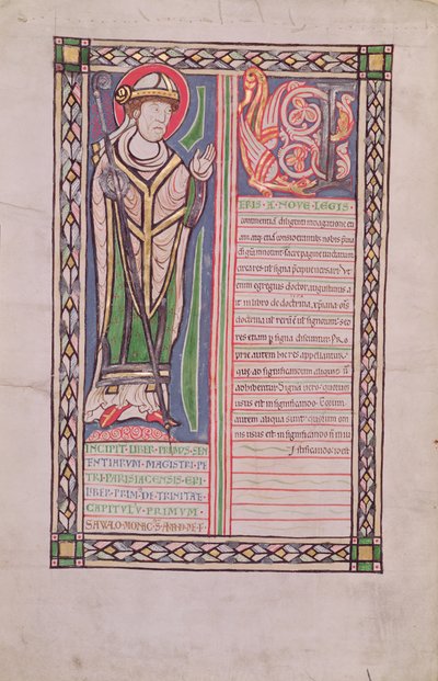 Ms 186 Fol.2v Pierre Lombard Párizs püspöke, a Négy mondatok könyvéből (mondatok könyve), 1160 körül alkotó: French School