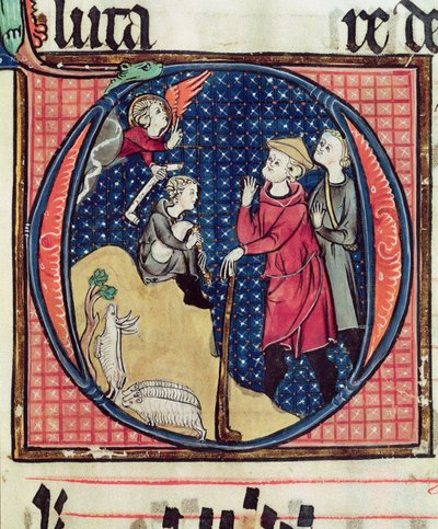 Ms 240 fol.16 Angyali üdvözlet a pásztoroknak, antifonálból, 1257 alkotó: French School