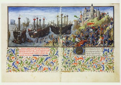 Ms 2617 Az amazonok várát Thészeusz, Athén hercege ostromolja La Teseidából, Giovanni Boccaccio (1313-75) 1340-41 alkotó: French School