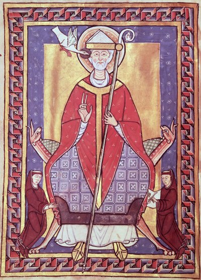 Ms 315 f.1v St. Gregory, Kivonat műveiből alkotó: French School