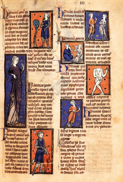 Ms 320 Fol.46r Monsters, Thomas van Cantimpre (1201-72) „A dolgok természete” című művéből (vellumon) alkotó: French School
