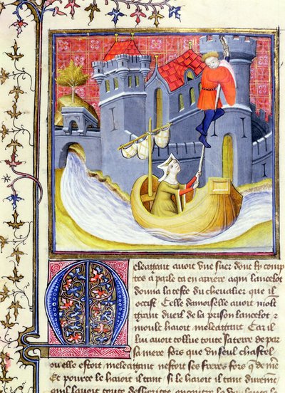 Ms 3480 Lovag, aki egy hölgy segítségével megszökött egy kastélyból, a Livre de Messire Lancelot du Lacból alkotó: French School