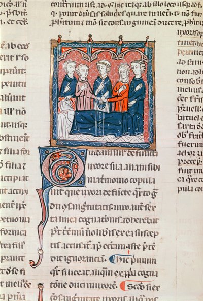Ms 372 fol.243 Az özvegy házassága, Decrets de Gratien alkotó: French School