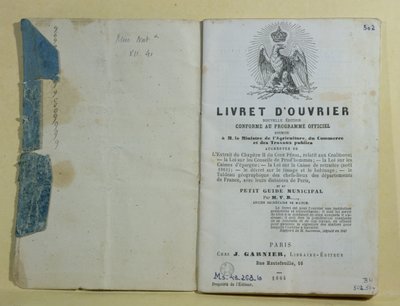 Ms 43.268.10 A Livret dOuvrier homlokzata, 1864 alkotó: French School