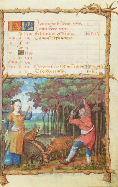 Ms 438 A november hónapja: makkgyűjtés, az órák könyvéből, 1490 alkotó: French School