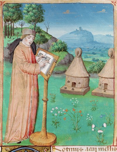 Ms 493 fol.45 Vergilius (Kr. e. 70-19) a méhek életének megírása, Vergilius A Georgicsokból Servius kommentárjával, 1469 alkotó: French School