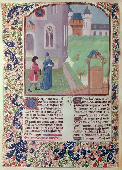 Ms 5064 f.202v The Orchard, illusztráció a Le Livre des Prouffitz Champestresből, Pietro de Crescenzi (1230-132021) alkotó: French School