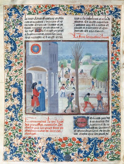 Ms 5064 f.299v Foglalkozások az év minden hónapjában, illusztráció a Le Livre des Prouffitz Champestresből, Pietro de Crescenzi (1230-132021) alkotó: French School