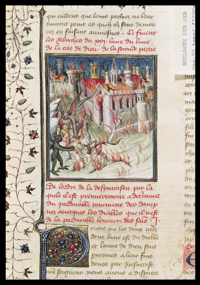 Ms 55 t.2 fol.290v Hell, Hippói Szent Ágoston (354-430) De Civitate Dei-jéből Raoul de Presles fordítása, 1400-50 körül alkotó: French School