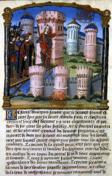 Ms 978 fol.33 „A kastély”, Gabrielle de Bourbon (vellum) laikusok számára készült spirituális értekezésének illusztrációja alkotó: French School