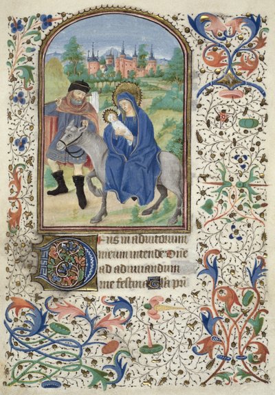 Ms Euing 4 f.55r Repülés Egyiptomba, Glasgow Hoursból, 1450-60 körül alkotó: French School