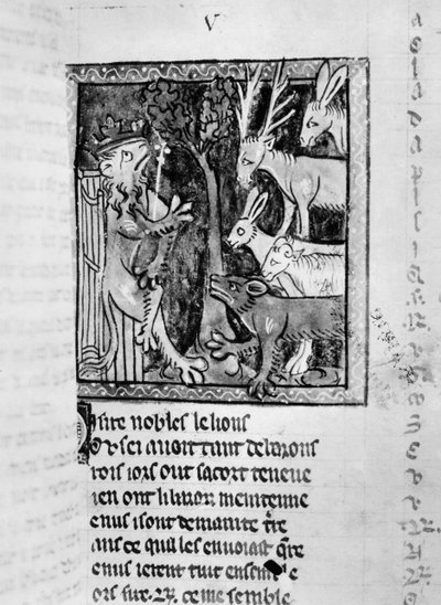 Ms Fr 1581 Nemesi udvartartás, illusztráció a Roman de Renartból alkotó: French School