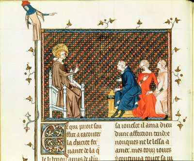 Ms Fr. 5716 fol.44 St. Louis tanítja gyermekeit, St. Louis élete és csodáiból, 1330-40 körül alkotó: French School