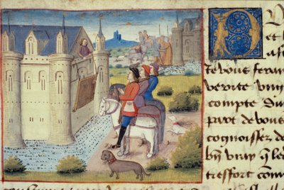Ms Hunter 252 f.169v Árok egy város körül, a Les Cent Nouvelles Nouvelles, 1462 alkotó: French School