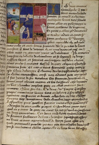 Ms Hunter 252 f.75v Hostel, a Les Cent Nouvelles Nouvelles, 1462 (részletekért lásd: 284875) alkotó: French School