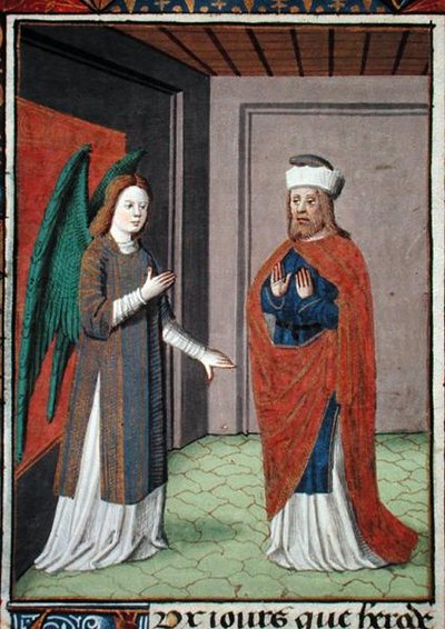Ms Hunter 368 f.17v Angel, c.1460 (vellum) alkotó: French School