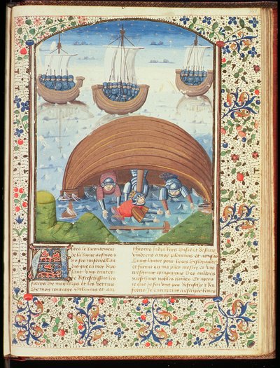 Ms Hunter 371 f.147r Seleucus sorsa, A hercegek bukása, Giovanni Boccaccio (1313-75) 1467 alkotó: French School