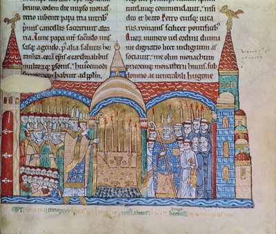 Ms Lat 17716 fol.91 A cluny-i templom felszentelése II. Urbán pápa (1042-99) által 1095 novemberében alkotó: French School