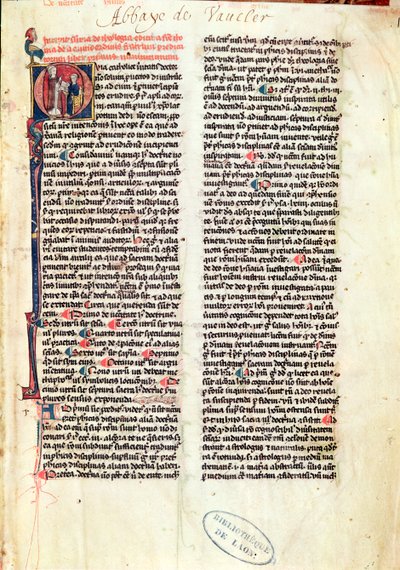 Ms de Vauclair 160 Fol.1 oldal a Somme de Theologie-ból, Aquinói Szent Tamástól (1225-74) alkotó: French School
