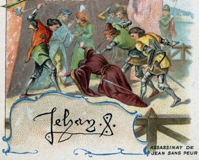 János meggyilkolása félelmek nélkül az angol delfin, a leendő VII. Károly egyik támogatója által alkotó: French School