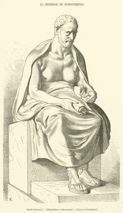 Musee du Louvre, Demosthenes, antik szobor (metszet) alkotó: French School
