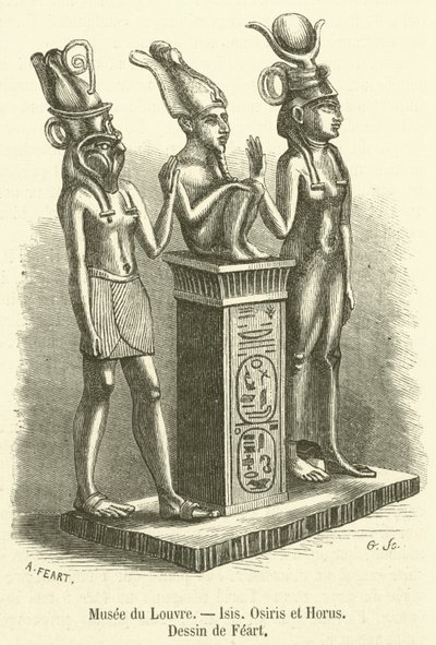 Louvre Múzeum, Ízisz, Ozirisz és Hórusz (metszet) alkotó: French School