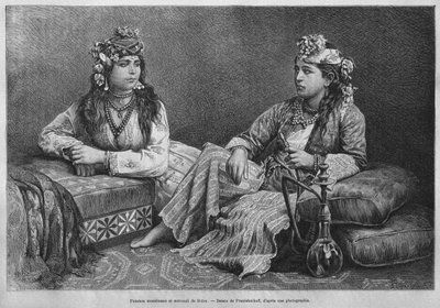 Szidoni muszlim nők ma Szíriából. Utazások Föníciában, Libanonban és Júdeában. Louis Charles Emile Lortet 1875-1880, 1884 (bw metszet) alkotó: French School