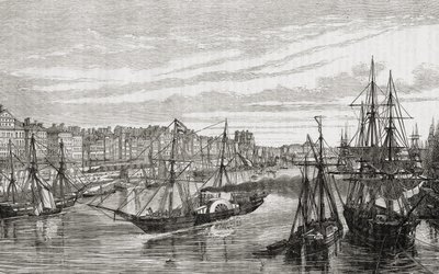 Nantes, Franciaország, a 18. században, Louis Blanc (1811-82) "Histoire de la Revolution Francaise" című művéből, Charles Maurand (fl.1863-81) metszetéből 1847-62 alkotó: French School