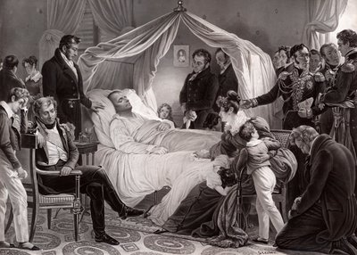 I. Napóleon halálos ágyán Szent Ilonán, 1821. május 5-én, Charles de Steuben festménye után alkotó: French School