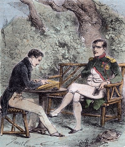 Napóleon a Sainte-Helene - Napóleon diktálja emlékiratait Emmanuel Pons de Las Casesnek (1800-1854), Emmanuel de las Cases fiának, - From Emmanuel de las Cases, Napoleon, Memorial de Sainte-Helene alkotó: French School