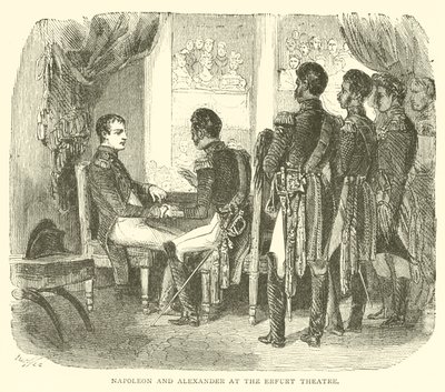 Napóleon és Sándor az Erfurti Színházban (metszet) alkotó: French School