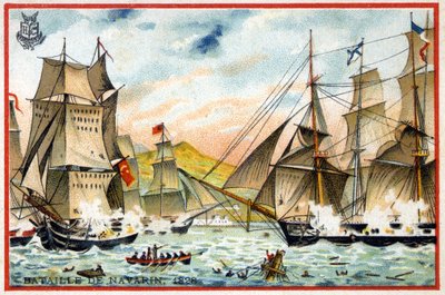 A hármas szövetség Navarin csatája a török-egyiptomi flotta ellen október 28-án alkotó: French School