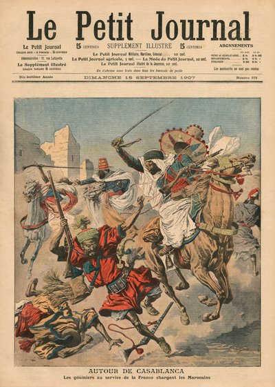 Casablanca közelében, a goumierek a marokkóiaknál töltenek, illusztráció a 