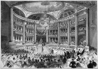 Klasszikus neoklasszikus építészet: a Bordeaux-i Nagyszínház (1773-1780) termének látképe III. Napóleon császár és Eugenie de Montijo impresszum látogatása alkalmából adott bál alkalmából. Bordeaux, Gironde (33) alkotó: French School