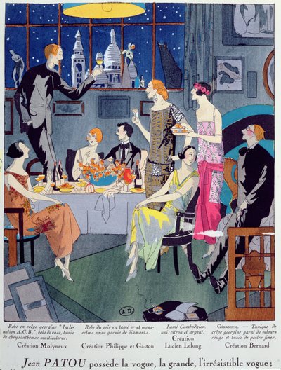Szilveszter, divattányér az Art, Gout, Beaute-től, Párizsban megjelent, 1923. december (pochoir print) alkotó: French School