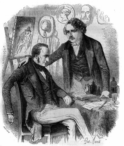 Nicephore Niepce (1765-1833) és Louis Daguerre (1787-1851), francia feltalálók, a fényképezés úttörői. Metszet 1852-ből. alkotó: French School