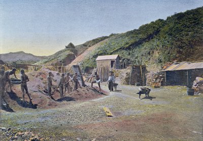 Nikkelbányák Új-Kaledónia keleti partján, Gillot metszete, 1900 körül alkotó: French School