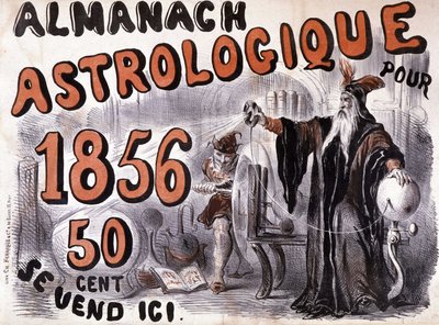 Nostradamus, a jövőt megvilágító asztrológus – az 1856-os „Almanach Astrologique”-ban alkotó: French School