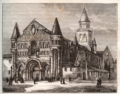 Notre Dame (Notre-Dame) Poitiers-től – V.A. Malt-Brown „Franciaország illusztrált: földrajz, történelem, statisztikai igazgatás” című metszet. 1884 alkotó: French School
