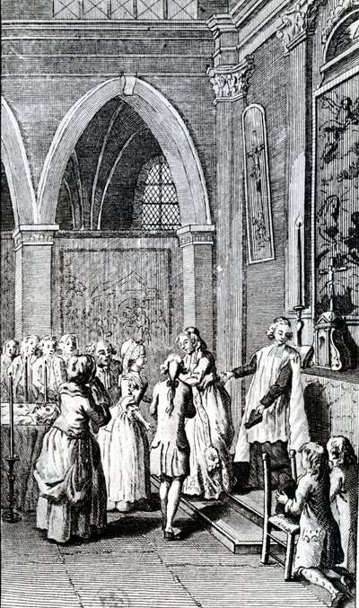 Engedelmesség, illusztráció az Apám életéből, Restif de la Bretonne alkotó: French School